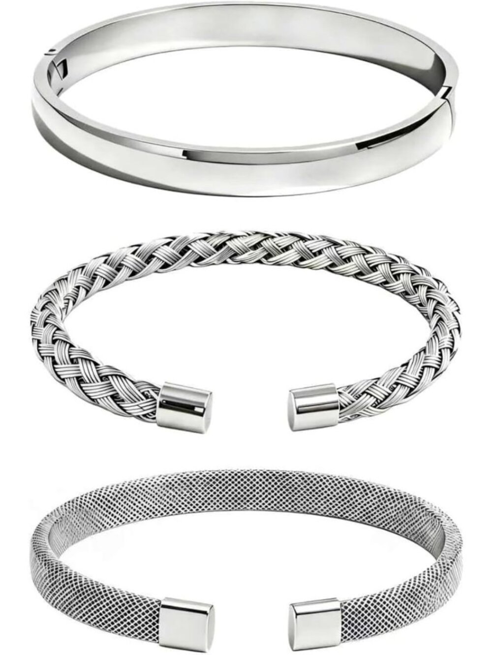 Stylish Stackable Cuff Bracelets Set for Women - Durable Stainless Steel Bangles